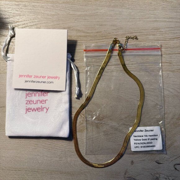 Jennifer Zeuner - 14k Hamilton Gold IP Plating Herringbone Necklace - Picture 3 of 6